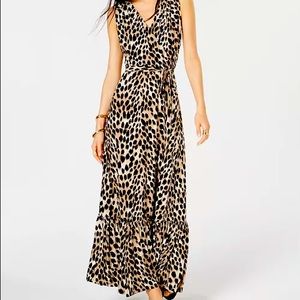 Inc Leopard-Print Faux Wrap Maxi Dress Size XL